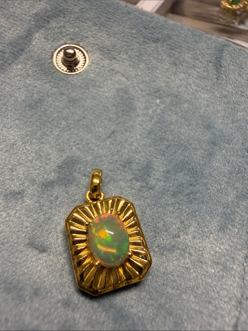 Gold Opal Sunburst Pendant Necklace - White Opal